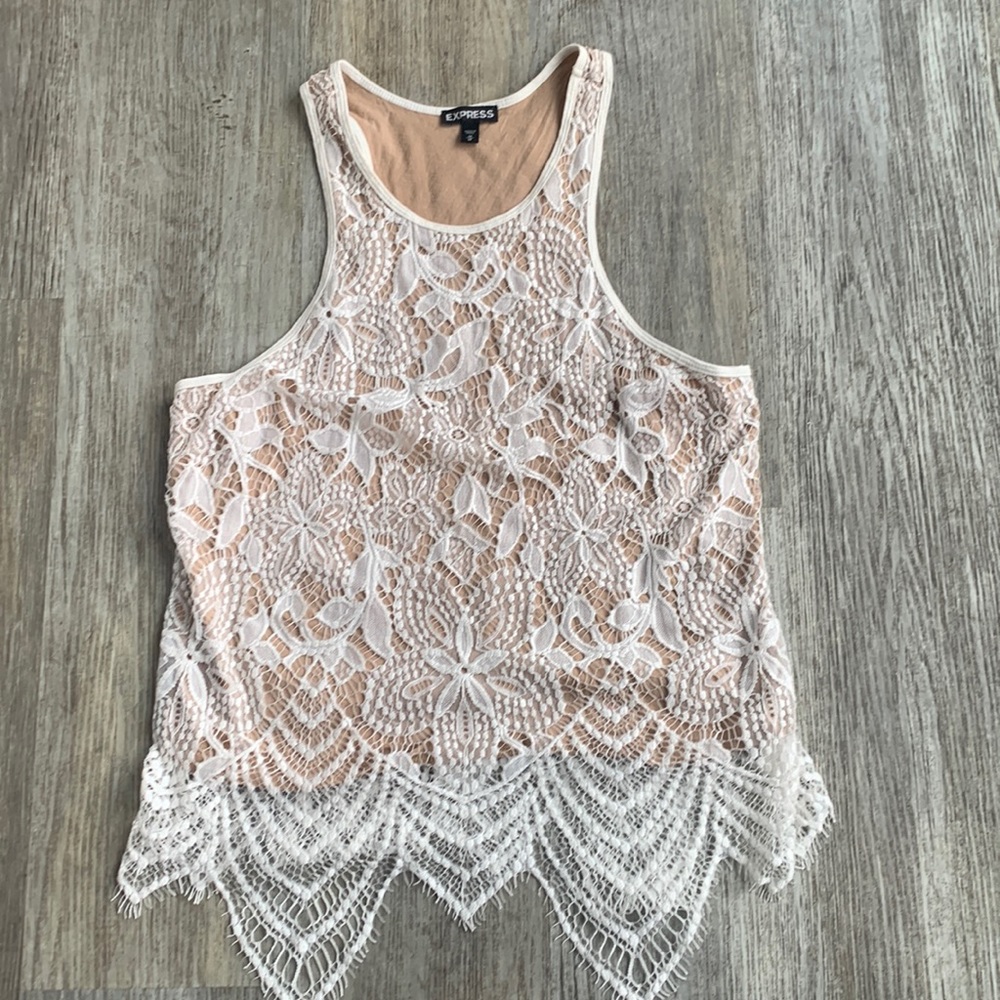 Express lace razorback tank